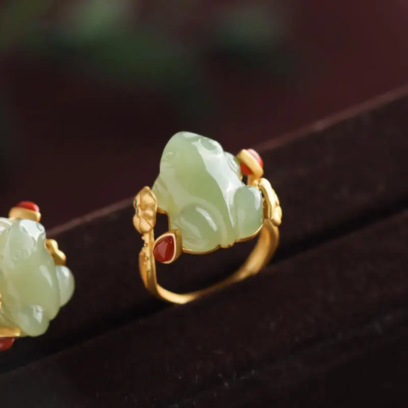Rings - Groene Jade Kikker Ringen Charms Natuurlijke