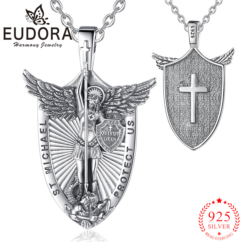 925 Sterling Silver Chain Necklace Men - Eudora 925 sterling zilver St. Michael