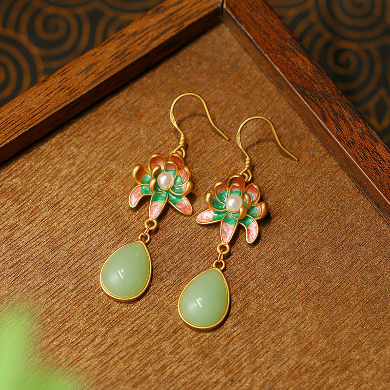 Earrings - Groene natuurlijke jade oorbellen in de