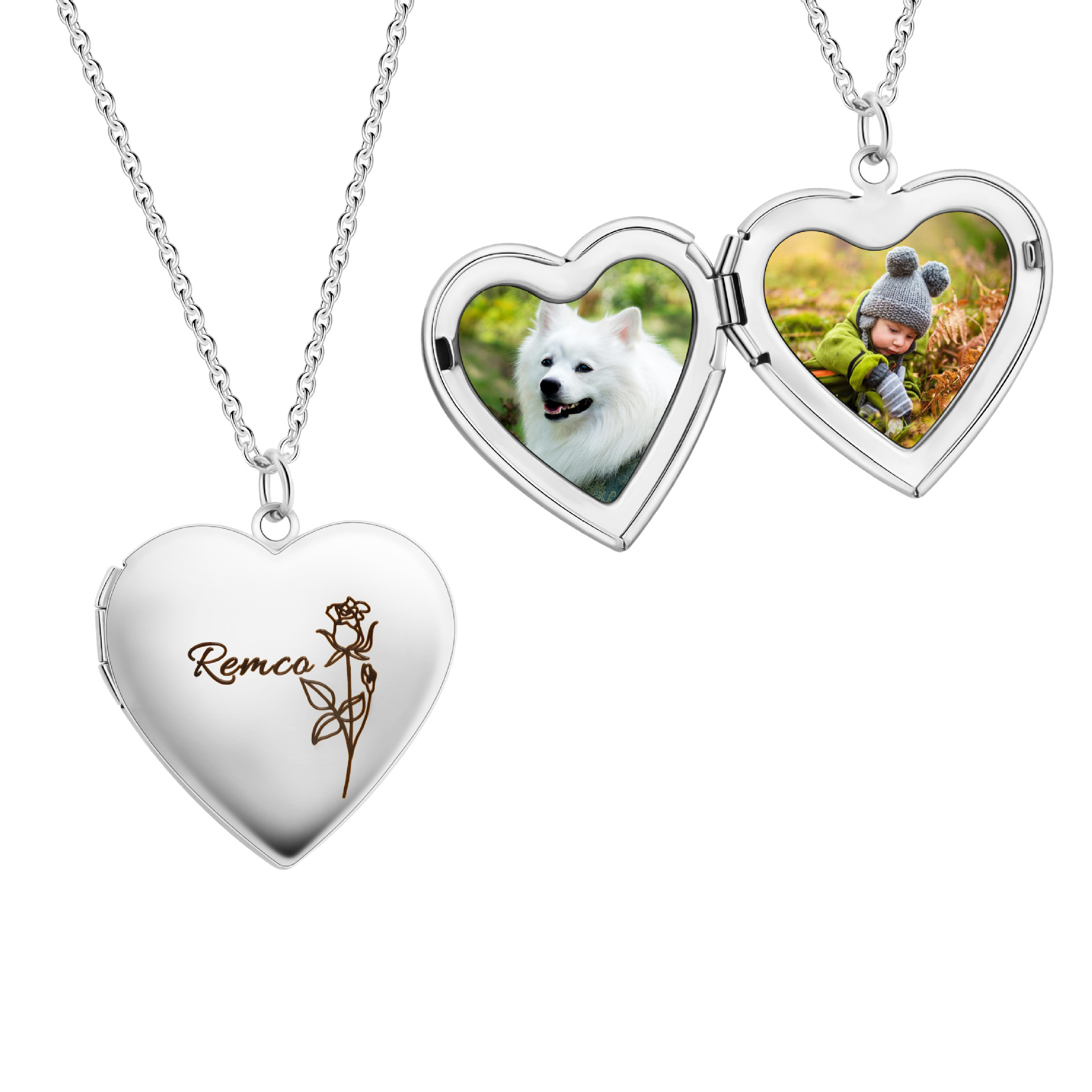 Heart Locket Necklace Photo - Zilver Kleur Liefde Hart Fotolijst Hanger