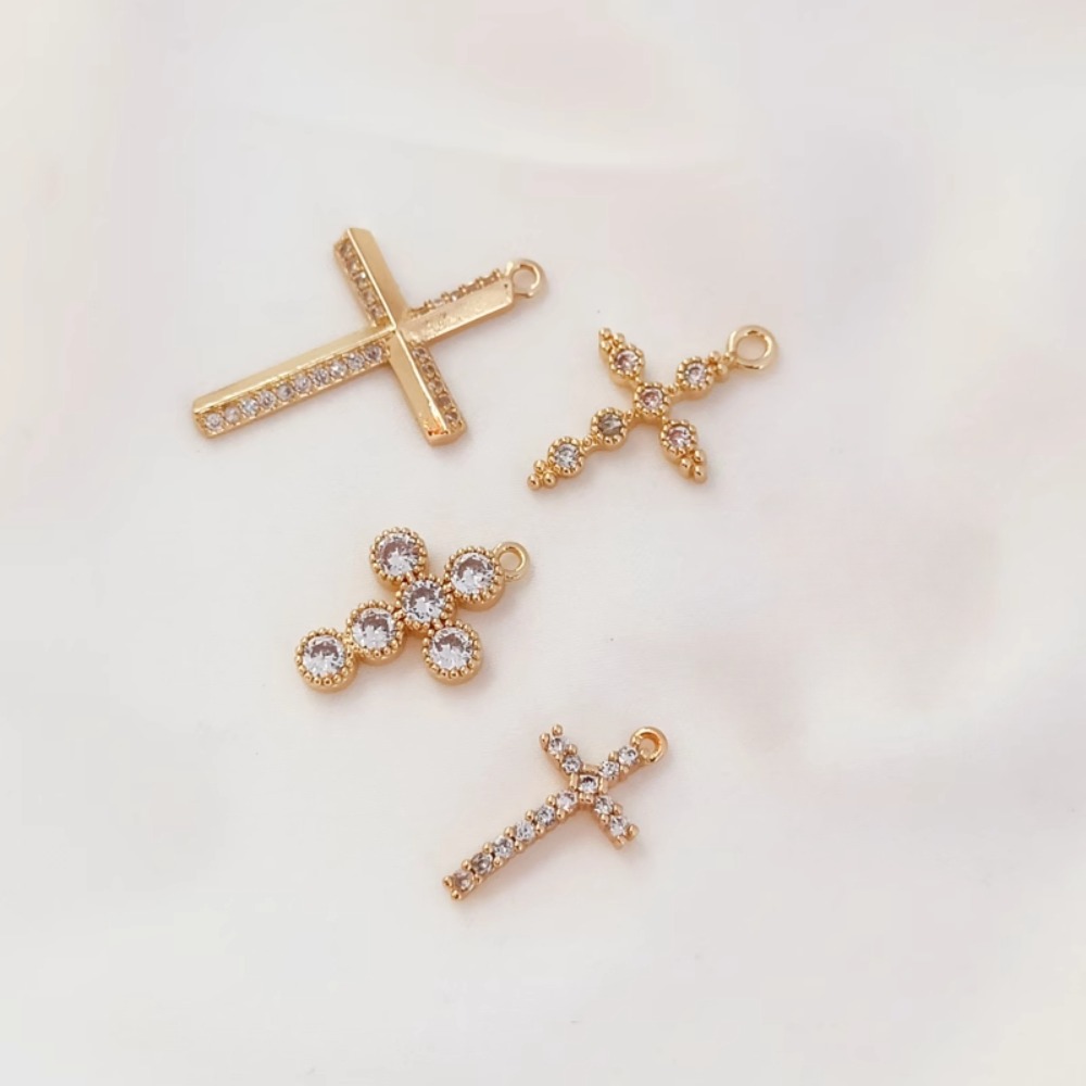 Cross Pendant Necklace Gold - 14K vergulde zirkoon kruis hanger armband,