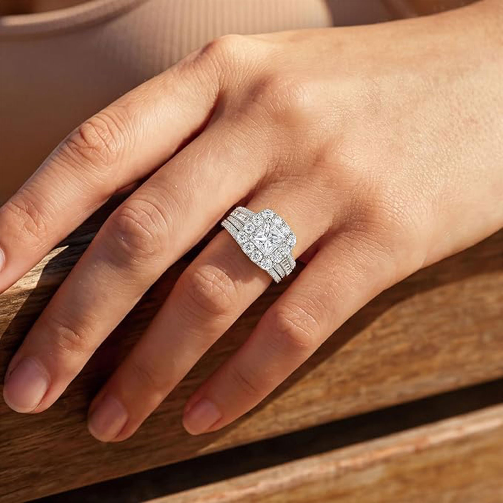 Newshe 2-delige set 925 zilver - Moissanite Engagement Ring 1 Carat recensie en prijs