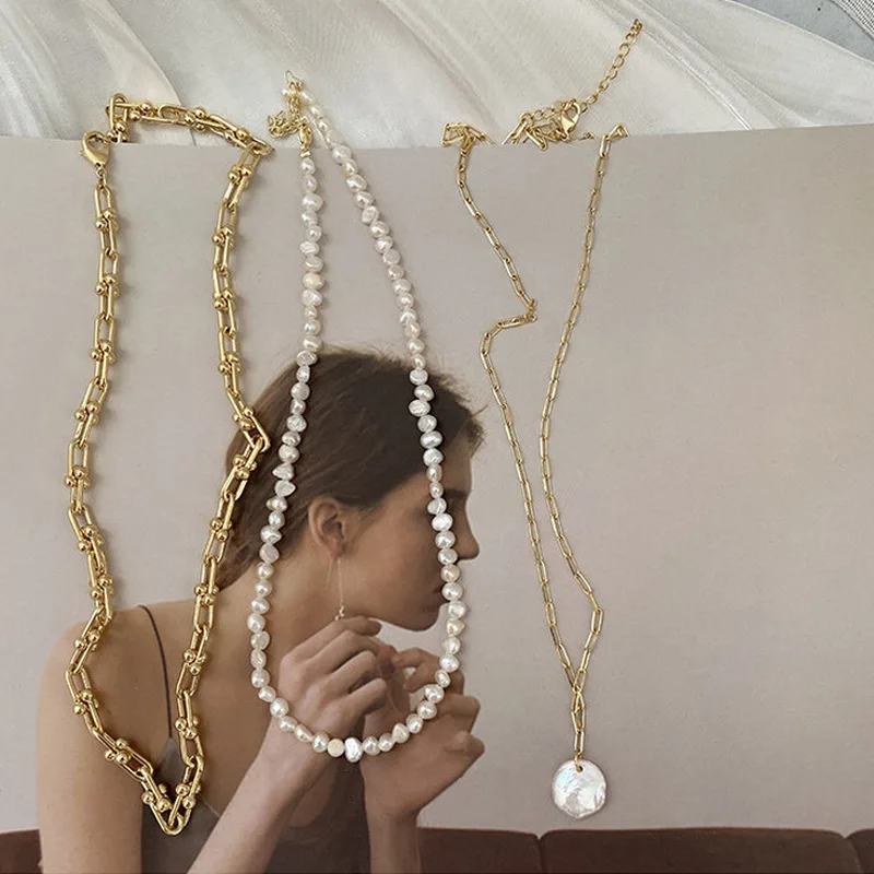 Franse Retro Link Chain Natuur - Pearl Choker Necklace Vintage recensie en prijs