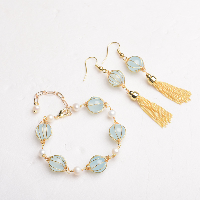 Blauwe natuurlijke jade kraal  - Earrings recensie en prijs